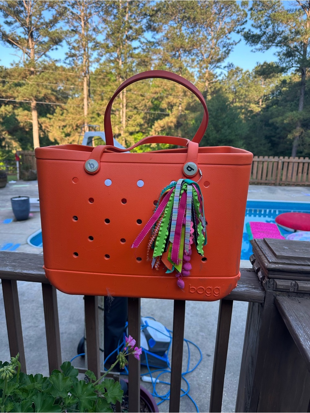 BOGG BAG Orange Tote with Multicolor Tassel Charm